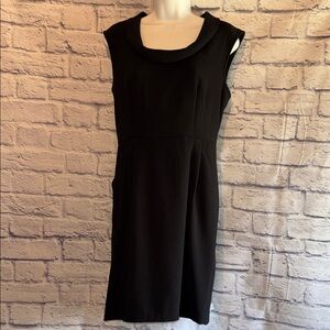 LOFT Black Midi Dress With Pockets Size 4